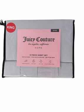 Juicy Couture Home King 6 Piece Gray Sheet Set New Bedding Sheets gray sheets